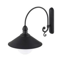 Udendørs væglampe Enduro, sort, stål, glas, IP44, E27