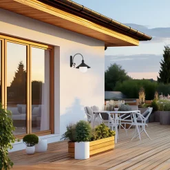 Udendørs væglampe Enduro, sort, stål, glas, IP44, E27