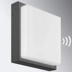 Udendørs væglampe Ernest, grafit, E27, bevægelsessensor