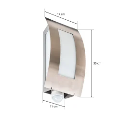 Udendørs væglampe firkantet i stål med sensor