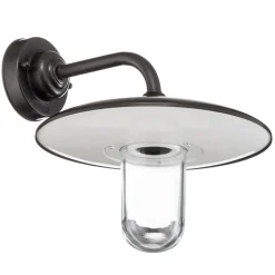 Udendørs væglampe Golfo bruneret messing glas klar