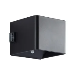 Udendørs væglampe Iseo, sort, bredde 10 cm, sensor