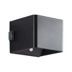 Udendørs væglampe Iseo, sort, bredde 10 cm, sensor