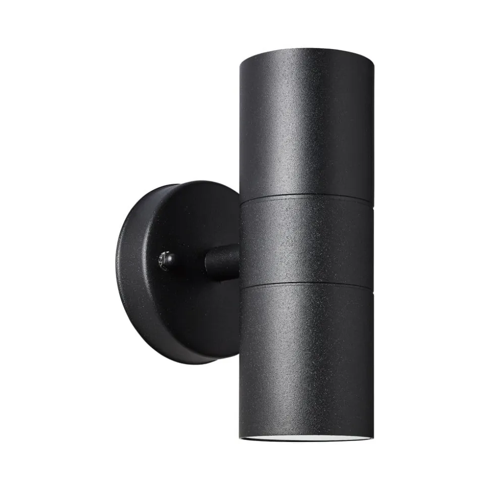 Udendørs væglampe Jandy up/down, sort, metal, glas, GU10