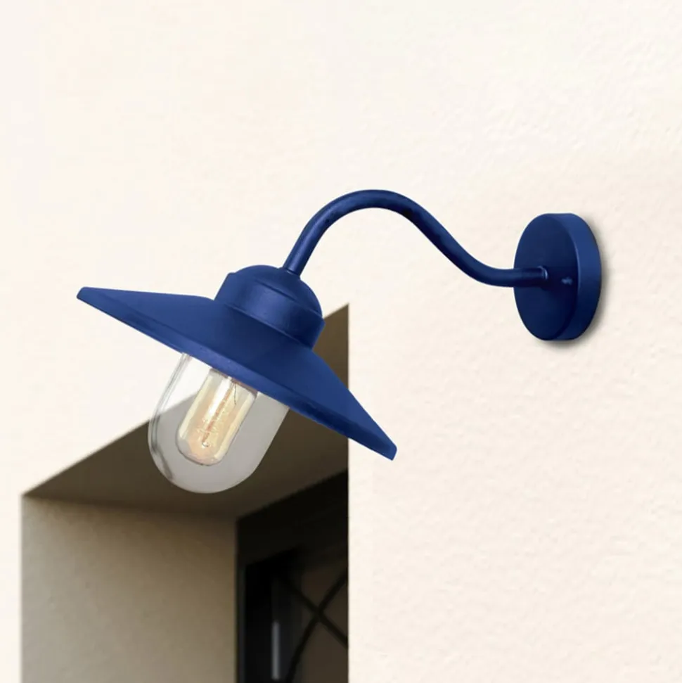 Udendørs væglampe Klampenborg, blå, lygte, stål
