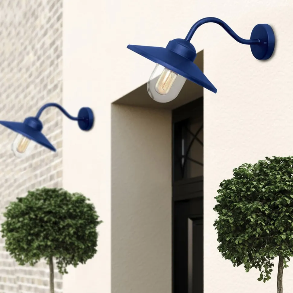 Udendørs væglampe Klampenborg, blå, lygte, stål