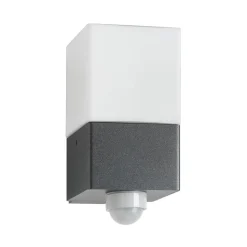 Udendørs væglampe Linus, grafit, Sensor, stål, glas, E27