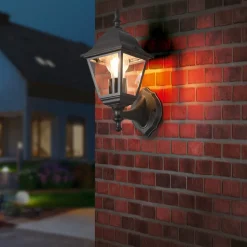 Udendørs væglampe Livenza, topfatning, sort, aluminium