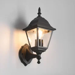 Udendørs væglampe Livenza, topfatning, sort, aluminium