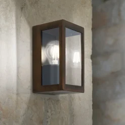 Udendørs væglampe Lumina, rust-sort, stål, glas, IP44