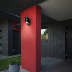 Udendørs væglampe med sensor 3789015, sort, plast, GU10