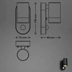 Udendørs væglampe med sensor 3789015, sort, plast, GU10