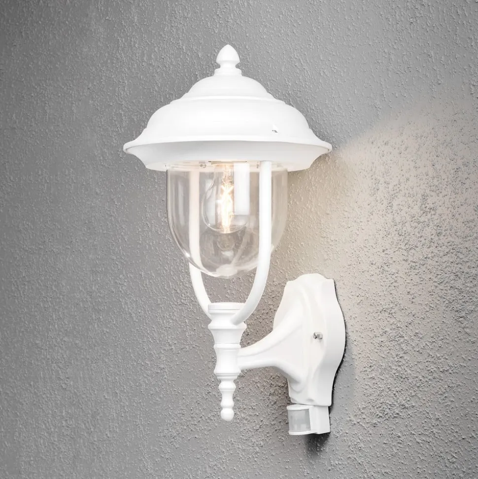 Udendørs væglampe Parma m. bevægelsessensor, hvid