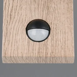 Udendørs væglampe Sambesi, trælook, trykstøbt aluminium, sensor