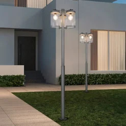 Udendørslampe Sambesi, H 240 cm, antracit, skumringssensor