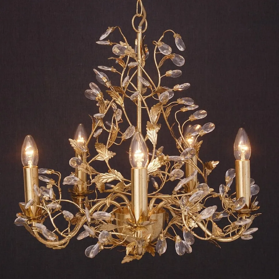 Udsøgt Buono lysekrone i guld med fem lys