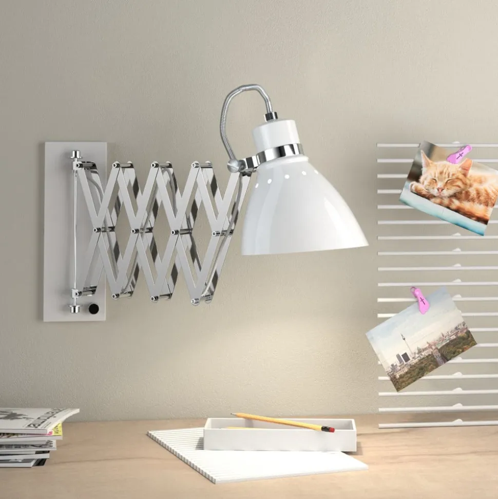 Udtrækkelig væglampe Kordian af metal, hvid