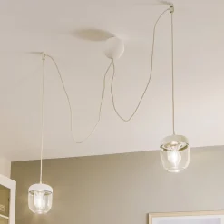 UMAGE Acorn hængelampe, hvid/stål, 2 lyskilder