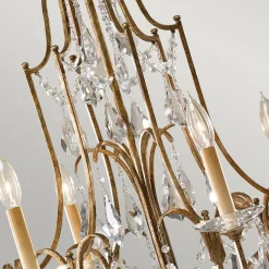 Valentina lysekrone, 6 lyskilder, bronze/krystal