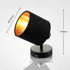 Vasilia væglampe i sort og guld, 1 lyskilde.