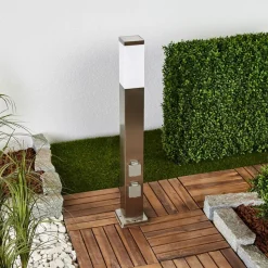 Vejlampe 400166, stål med 2 stikkontakter