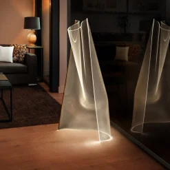 Velos LED-gulvlampe, organisk form, rosaguld