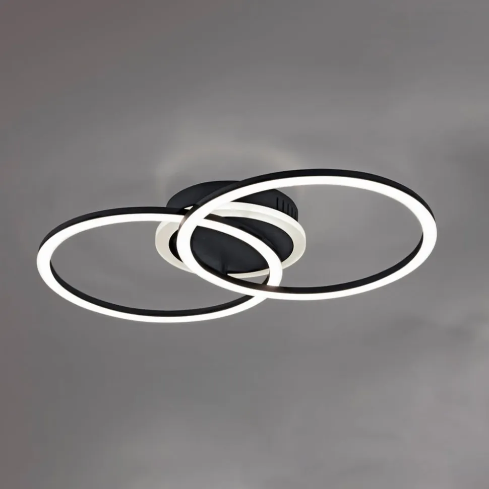 Venida LED-loftlampe i ring-design, sort