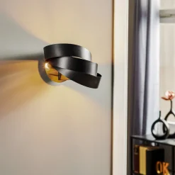 Vento væglampe, sort, E14, metal, 14 cm høj