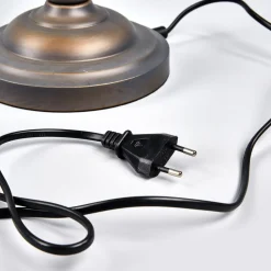 Verda iøjnefaldende banklampe med fod i antikbrun