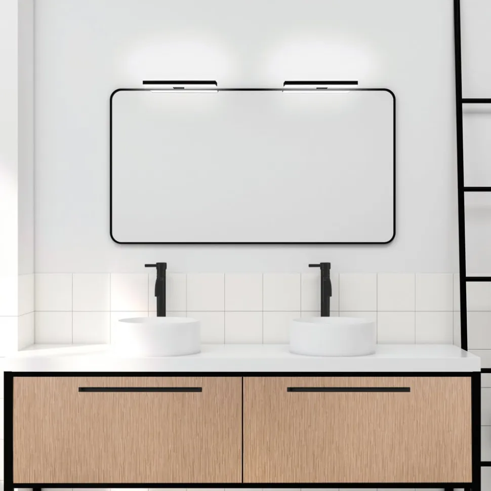 Veronica LED-spejllampe, bredde 30 cm, sort