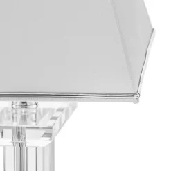 Veronique bordlampe, bred fod, hvid/krom