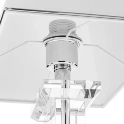 Veronique bordlampe, bred fod, hvid/krom