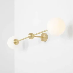 Væglampe Alison, 2 lyskilder, messing/hvid, 89 cm