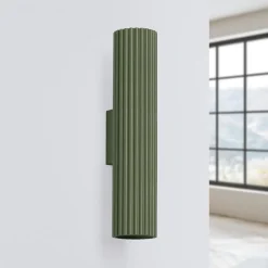 Væglampe ALORA, højde 30 cm, olivengrøn, metal, 2 x GU10