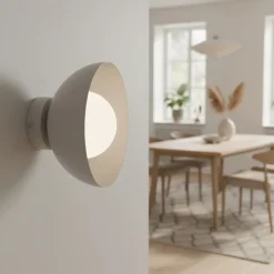 Væglampe Bibi K1, grå, stål/glas, Ø 18 cm