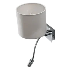 Væglampe Bilo, hvid/krom, tekstil, 2 lyskilder, læselampe