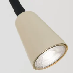 Væglampe Dotty, khaki, fleksibel arm, dæmper, GU10