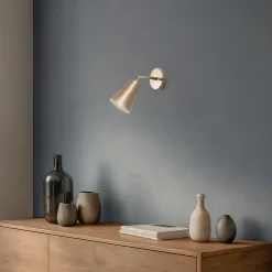 Væglampe Evander, guld, metal, højde 21 cm, E27