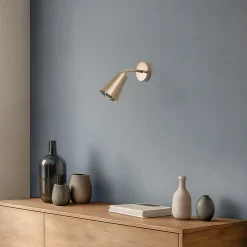 Væglampe Evander, guld, metal, højde 21 cm, E27