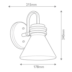 Væglampe Farum 1, sort/bronzefarvet, stål, glas, G9