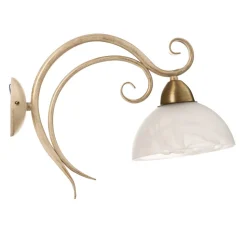 Væglampe Flora, en glasskærm, hvid/messing