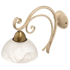 Væglampe Flora, en glasskærm, hvid/messing