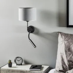 Væglampe Hotel Plus med læselampe, grå