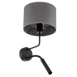 Væglampe Hotel Plus med læselampe, grå