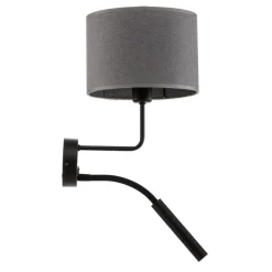 Væglampe Hotel Plus med læselampe, grå