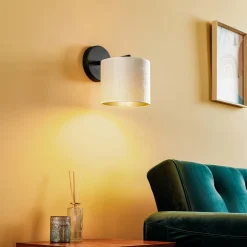 Væglampe Jari stofskærm, hvid-guld