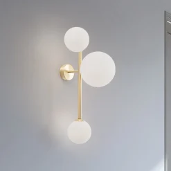 Væglampe Joel, messing/hvid, 3 lyskilder