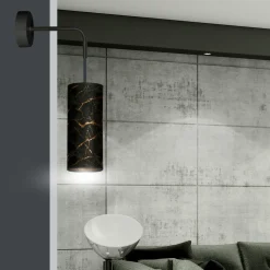 Væglampe Joni, tekstil, 1 lyskilde sort marmoreret