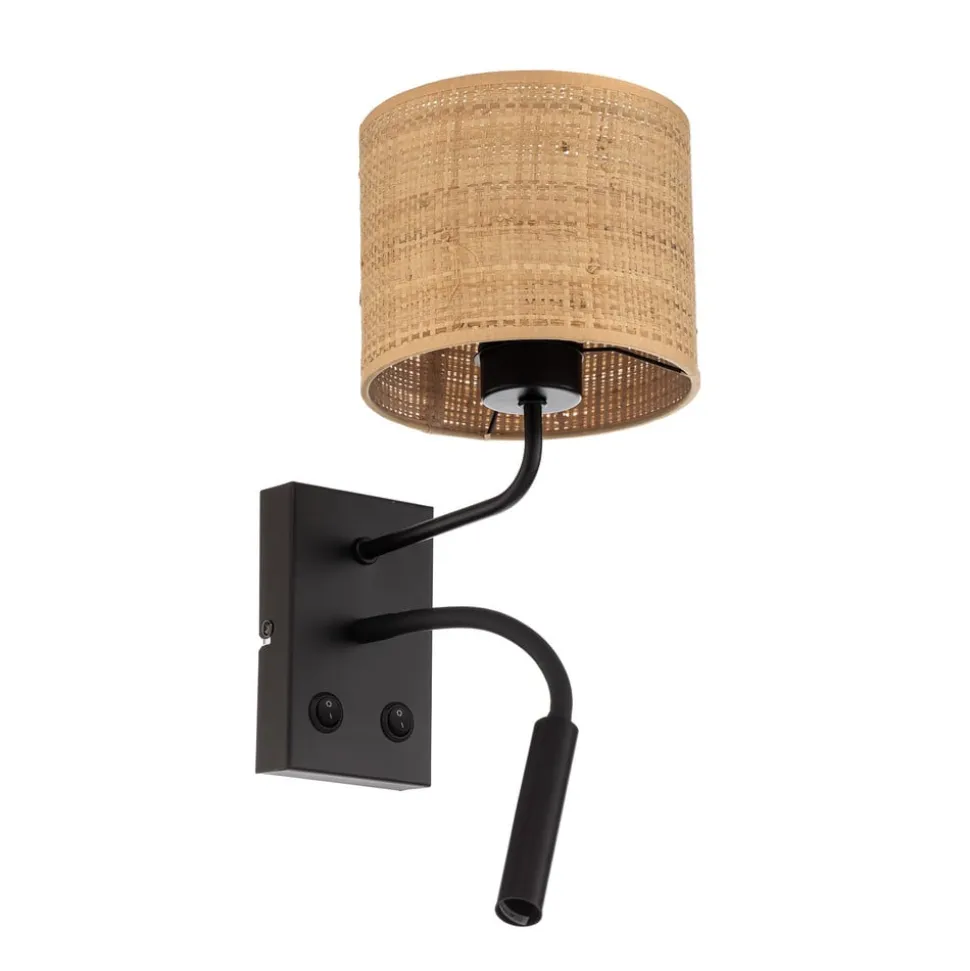 Væglampe Jovin 1 lyskilde med spot, rattan skærm