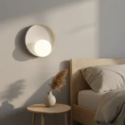 Væglampe Kido K1, beige, stål/glas, Ø 20 cm